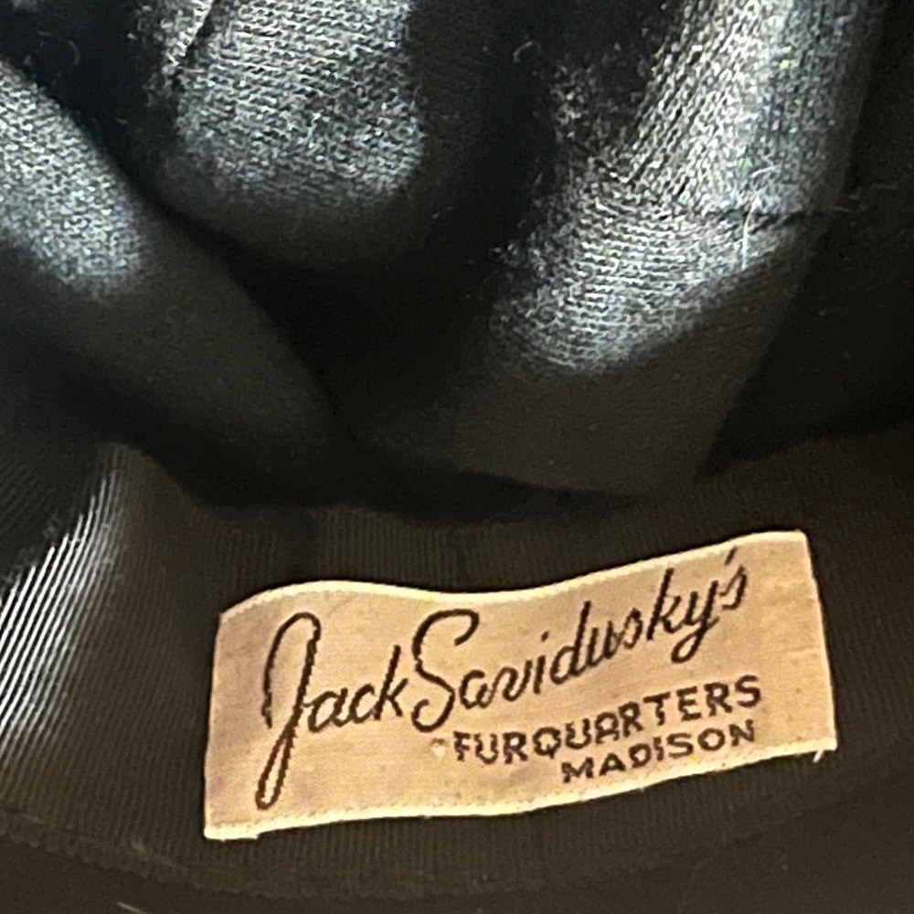 Jack Savidusky's Furquarters Vintage Mink Fur Hat Brown Striped Cloche‎ Bucket - Picture 8 of 8